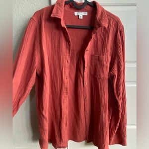 Pearl button up with gold buttons